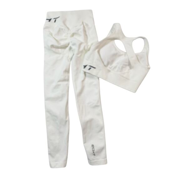 ECHT Matching Set Sports Bra Scrunch Leggings Women's Small/Medium Cream - Picture 2 of 5